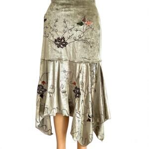 Vintage Debut Embroidered Velvet Midi Skirt Women’s Medium Fairycore Y2K Size M